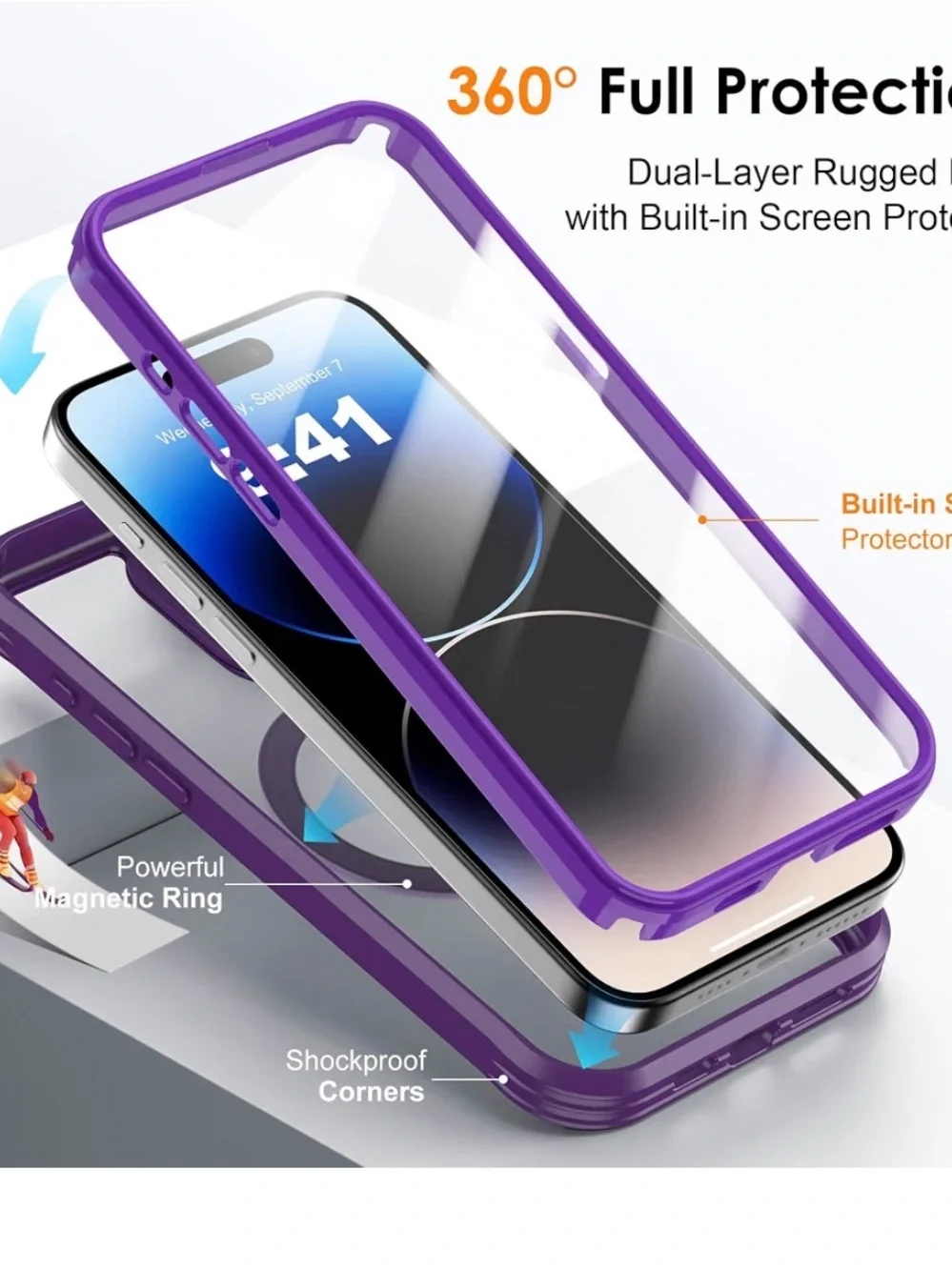 Magnetic case for I phone 14 pro case with invisible stand 6.1 PINK NEW